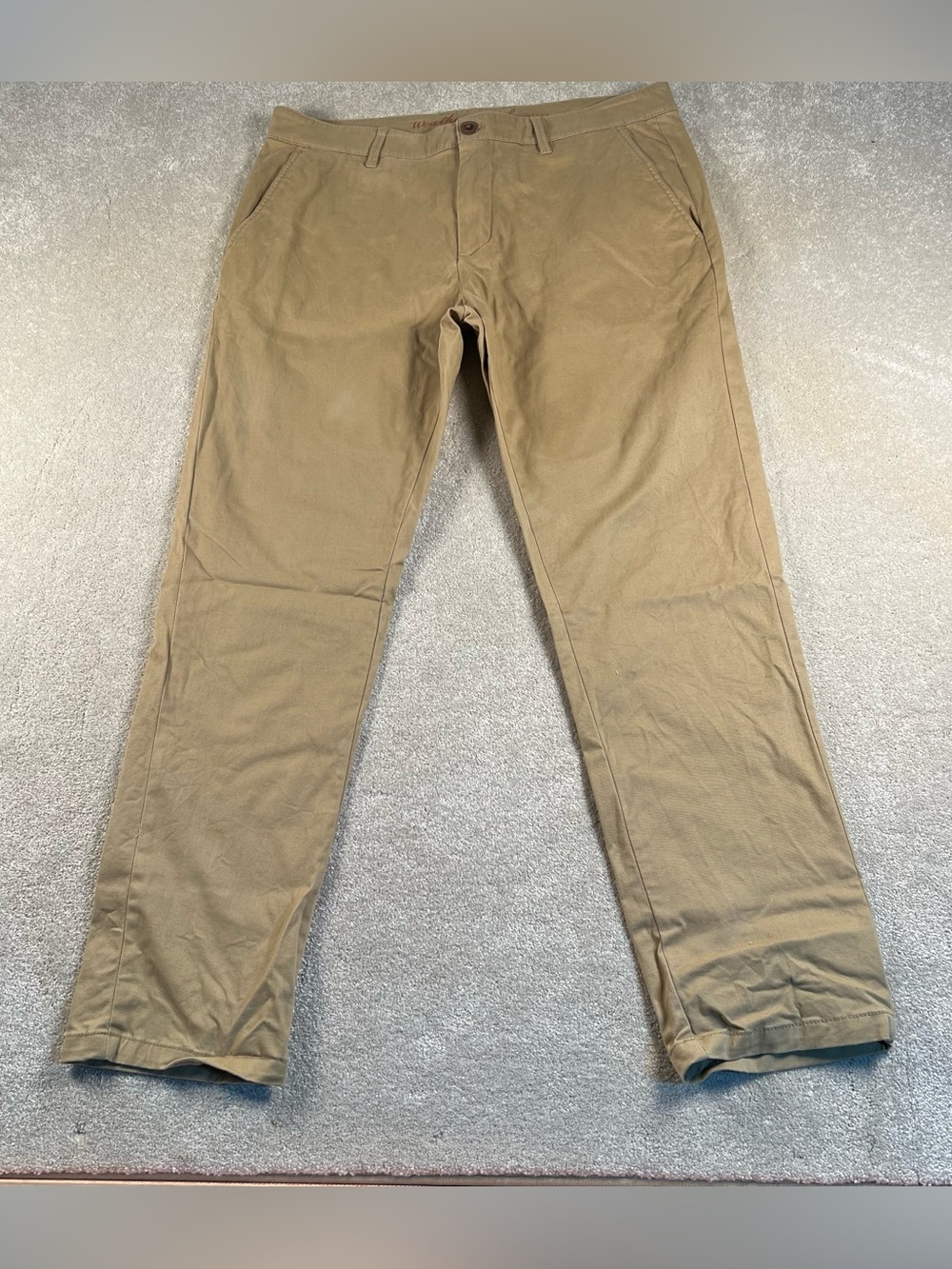 Khaki Pants Men's 34x30L Weatherproof Vintage Flat Front Casual Cotton Blend